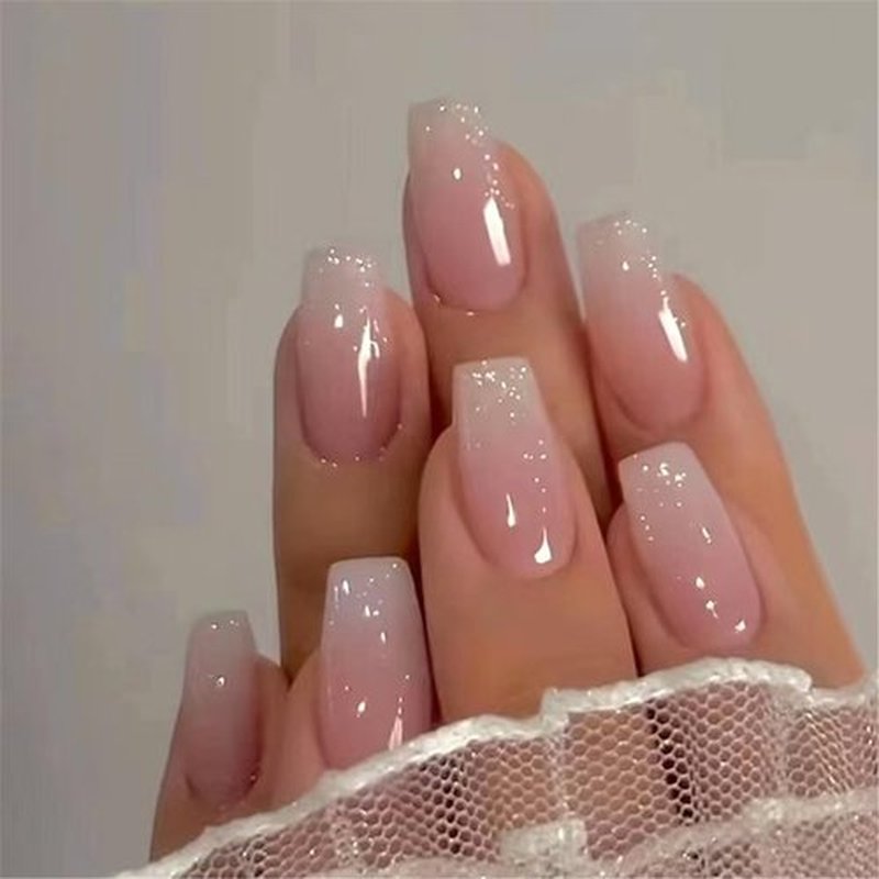 6 Packs (144 Pcs) Medium Press On Nails Almond, Short Fake Nails, French Tip, 24pcs in a Box