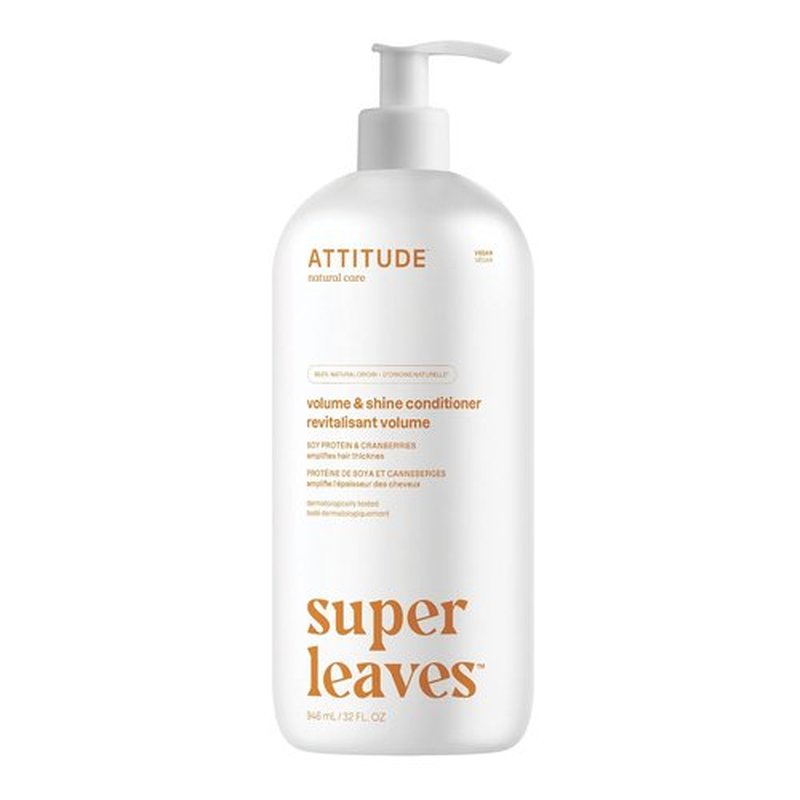 ATTITUDE Volume & Shine Hair Conditioner - Vegan Detangler for Thin Hair with Soy Protein & Cranberries | 32 Fl Oz