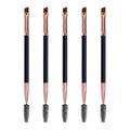 Skiennix Duo Eyebrow Brush Set - Spoolie & Angled Brow Brushes for Perfect Eye Makeup | 5pcs, Black