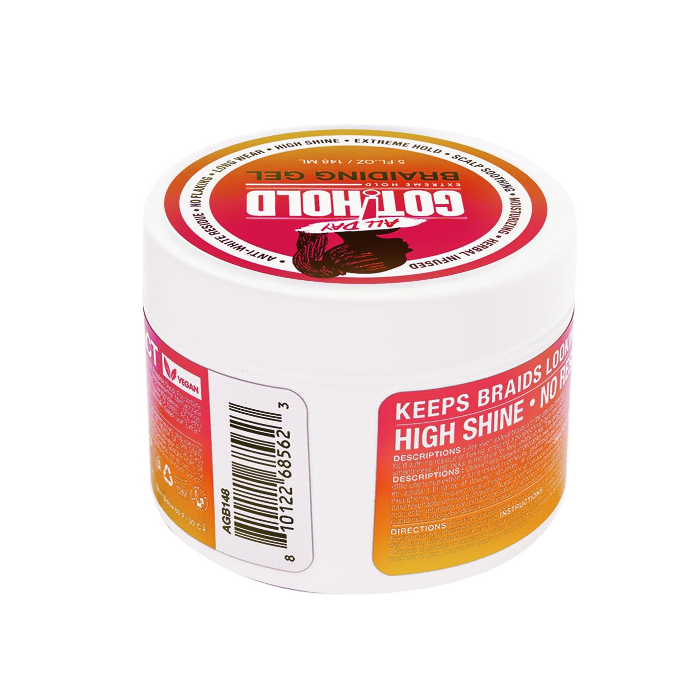 ALL DAY GOT HOLD Braiding Gel for Natural Hair Extreme Hold, Hydrating & Frizz-Free, Sage Extract, No Flaking or Drying, High Shine for Braids, Twists, Cornrows, 5oz