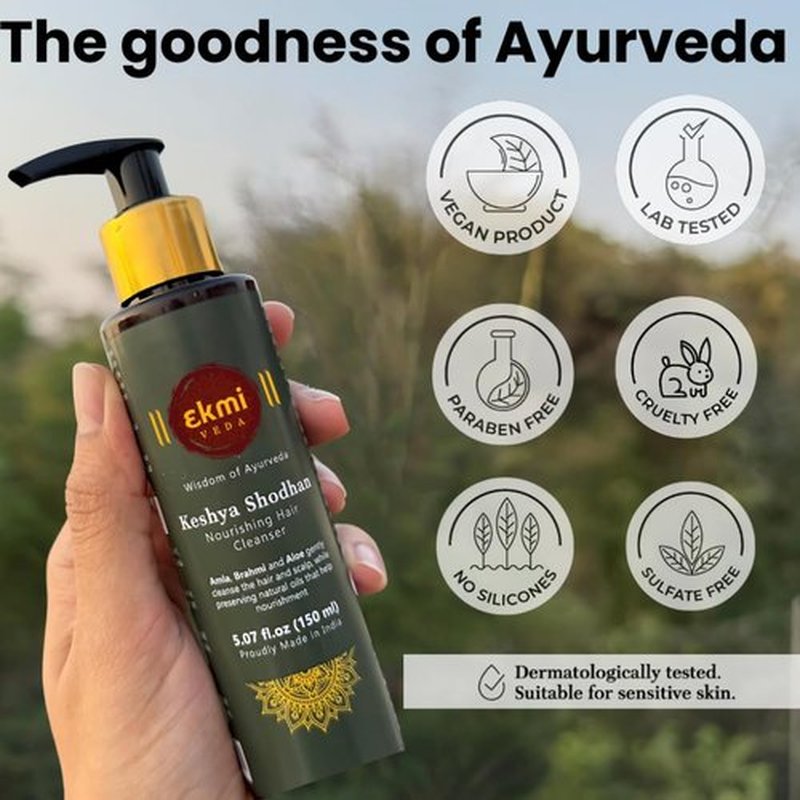 EKMIVEDA Ayurvedic Hair Growth Sulfate Free Shampoo With Reetha, Shikakai, Bhringraj, Amla For Hair Loss Control. Hair Regrowth Treatment For Women & Men. Hair Thickening Rosemary Shampoo, 5.07 Fl Oz