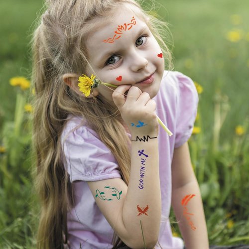 Tiebeauty 20 Sheets Glitter Tattoo Kit, 467 Pcs Henna Tattoo Stencils Airbrush Temporary Tattoos Templates for Girls and Boys Body Art, Suitable as Gift for Family/Friends (Black)