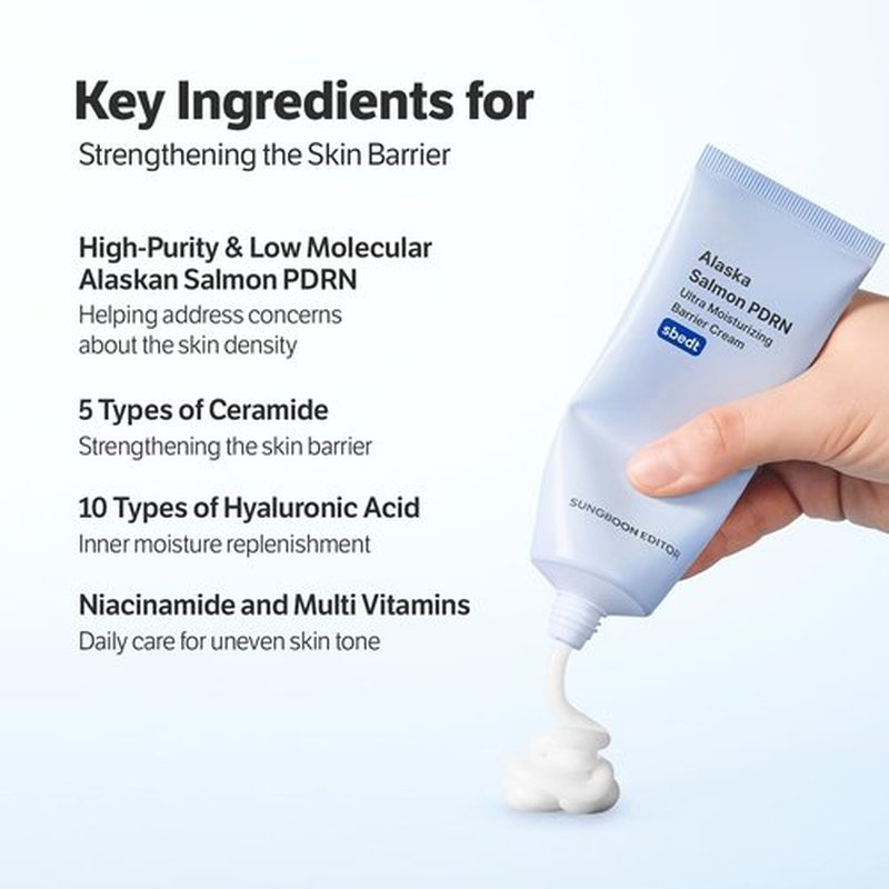 SUNGBOON EDITOR Alaska Salmon PDRN Ultra Moisturizing Barrier Cream, Korean Face Moisturizer with Alaska PDRN & Ceramide, Hydration & Anti-Aging for Aged Skin, Korean Skincare, 1.69 fl oz