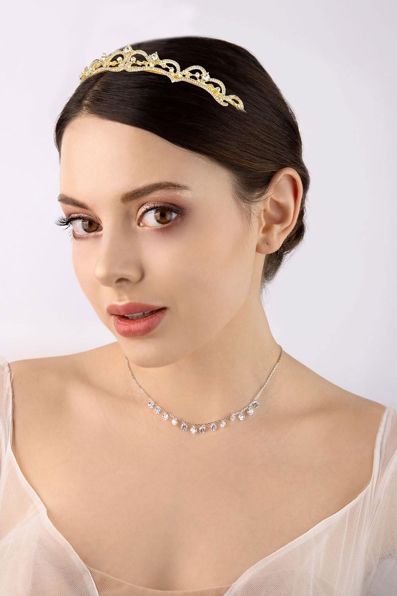 Vovii Gold Tiaras for Women, Gold Rhinestone Princess Crown Small Tiara for Women Halloween Costume Party Prom Bride Birthday