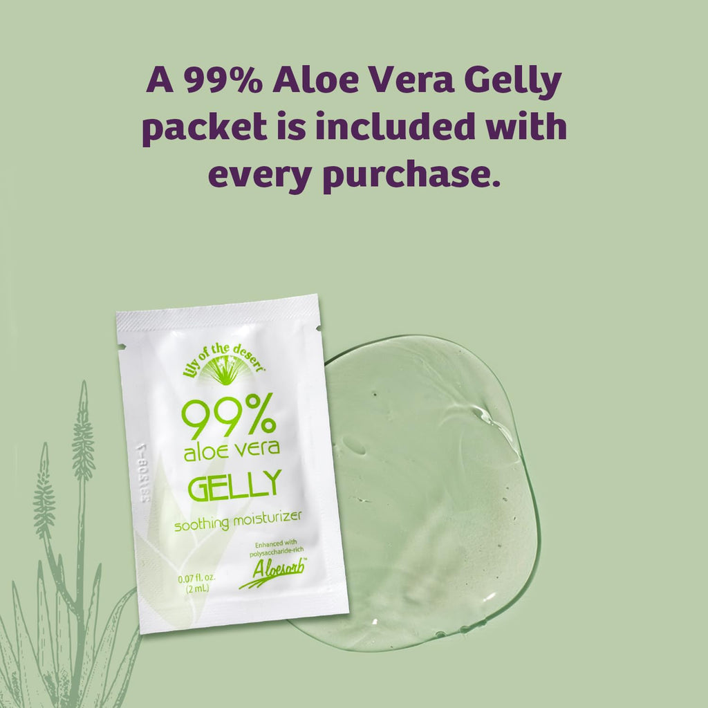 Lily Of The Desert Gelly Moisturizer - 99% Organic Aloe Vera Gel for Skin, After Sun Care with Aloe, Vitamin E Oil, and Vitamin C for Sunburn Relief, 12 Fl Oz