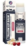 Beef Tallow Lip Balm – Natural Tallow Beeswax Chapstick – Hydrating Moisturizer Grass Fed Tallow Balm Care – Soothes Chapped Dry Lips Sensitive Skin – Long Lasting Vitamin Rich USA-Made, Cherry