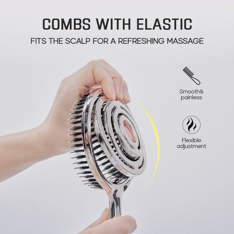 HALOVIDA Hair Brush for Women with Double layer Boar Bristle & Nylon Detangler with Elastic Air Cushion Anti Static Scalp Massage Brush for Smooth Frizz Free Hair (1 Pack）