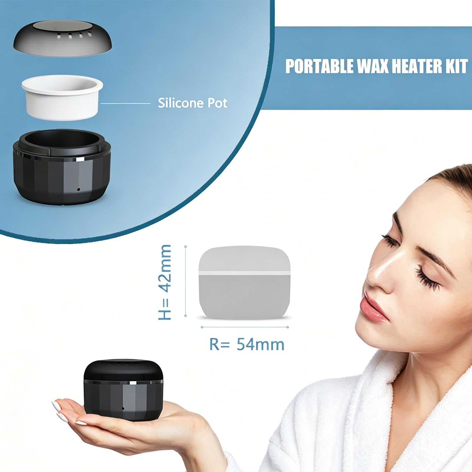 Mini Wax Heater with 100g Hard Wax Beans, Nose Wax Kit for Men & Women, USB-Powered Fast Heating for Nose & Ear Hair Removal, Facial Grooming Kit, Portable & Easy to Use (Black)