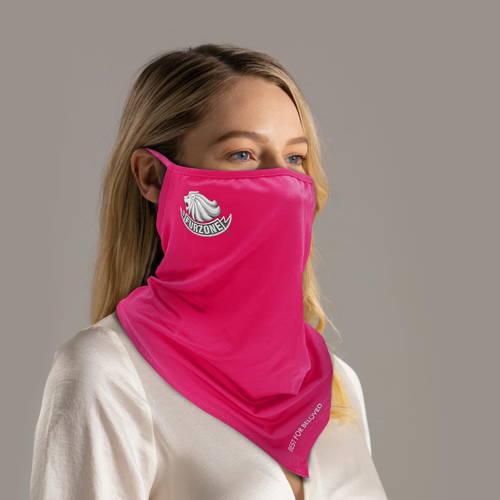 FURZONE Face Scarf with Ear Loops for Professional Groomers - Breathable Polyester/Face and Neck Gaiter Mask Cover for Men and Women/Dust Fur Protection (Small)