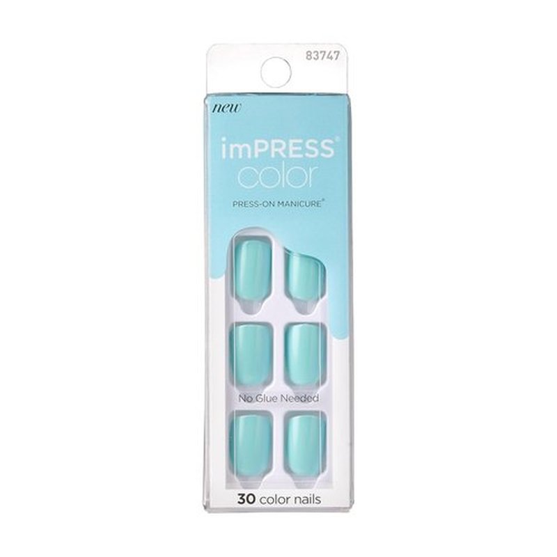 KISS imPRESS Press-On Manicure - Mint To Be Gel Nail Kit with PureFit Technology | Short Length, Polish-Free