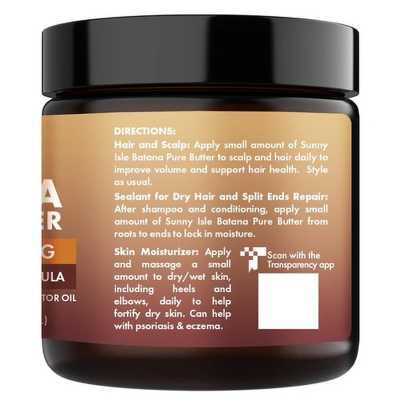 Sunny Isle Batana Pure Butter Infused with Jamaican Black Castor Oil 4 oz, Double Growth Formula