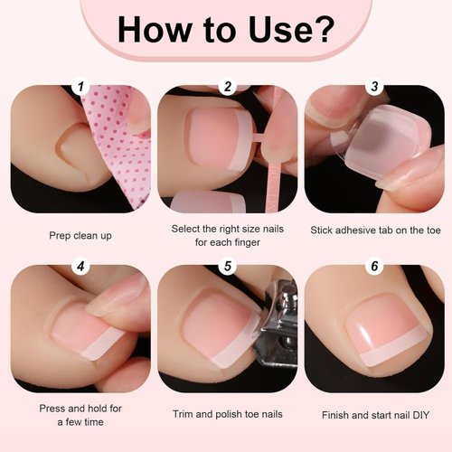 48Pcs Blue French Tips Press on Nails 3D Flower Press on Toenails Short Square Fake Nails with Flower Charm Design Floral False Toenails Glossy Reusable Summer False Nails for Women Girls Manicure