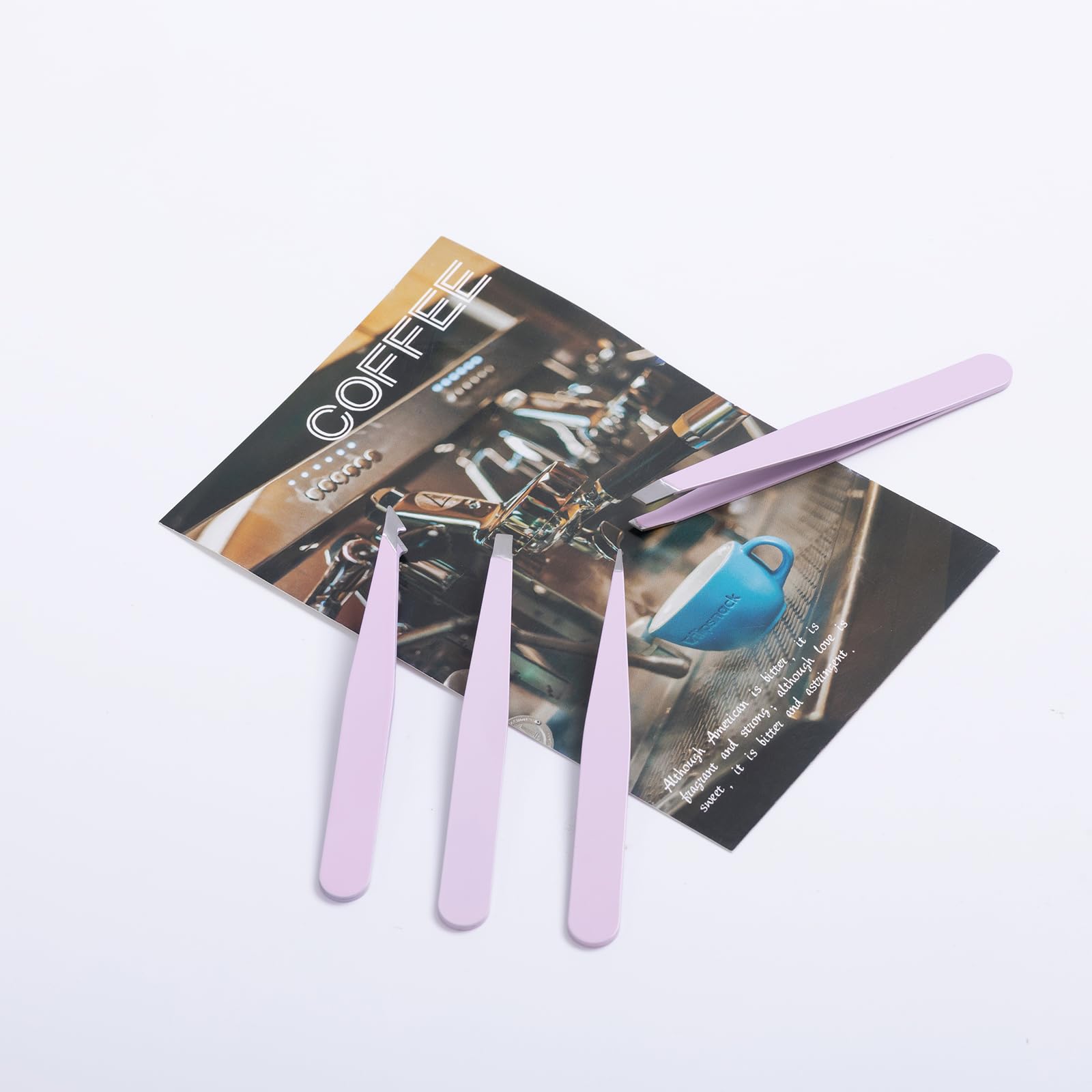 NovaPuff 4 Pcs Pink Professional Stainless Steel Tweezers Set, Precision Eyebrow Tweezers Splinter Remover Kit, High Precision Tweezers for Facial Hair/Inward Growing Hair/Blackhead Removal for Women