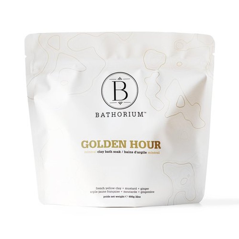 Bathorium Golden Hour Mud Mineral Soak, Detox Bath Soak with French Grey Sea Salt, Ginger & Mandarin, Sinus Relief & Recovery, pH-Balanced for Women, Approximately 3 Baths, 32 oz