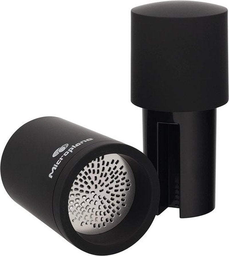 Microplane Spice Mill | Manual Cinnamon Grinder & Nutmeg Grater - Sleek Black Design