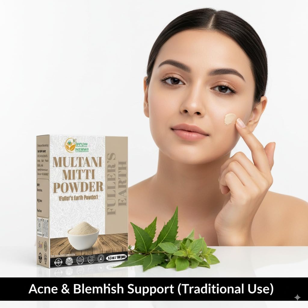 Herbs Botanica Multani Mitti Powder/Fuller's Earth Clay Powder Fine Face & Body Pack Powder for DIY Skincare, Masks, and Natural Cleansing 8 oz Resealable Pack