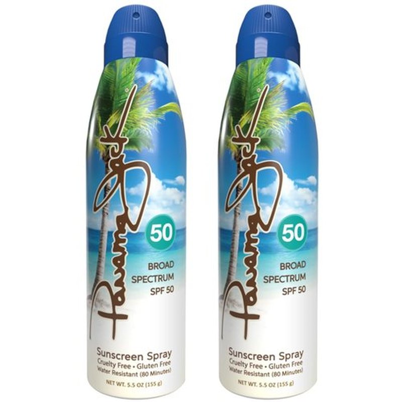 Panama Jack Continuous Spray Sunscreen - SPF 50, Broad Spectrum UVA/UVB Protection, PABA, Paraben, Gluten & Cruelty Free, Water Resistant (80 Minutes), 5.5 OZ (Pack of 2)