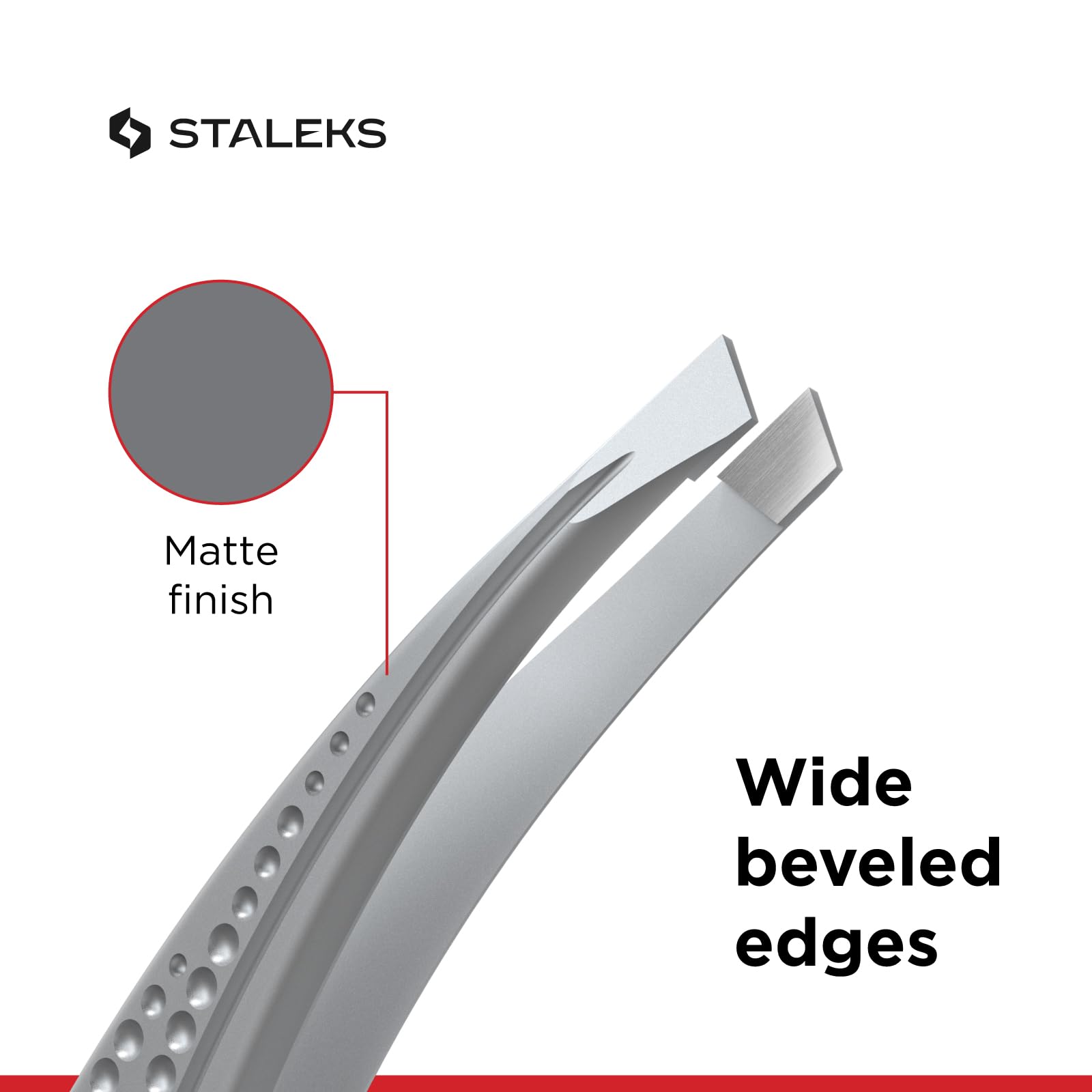 STALEKS CLASSIC 12 Type 3 Eyebrow Tweezers – Wide Beveled Stainless Steel with Ergonomic Notches for Thick Brows & Comfortable Home Use