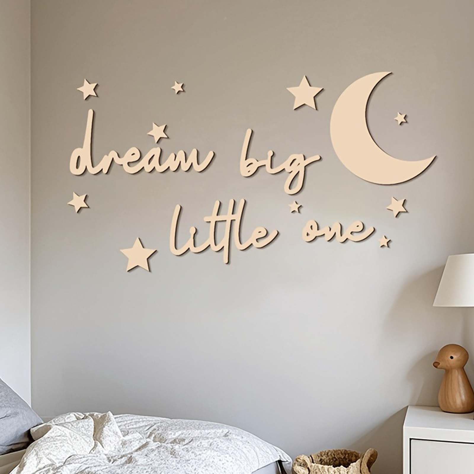 15Pcs Wooden Moon and Stars Nursery Wall Decor