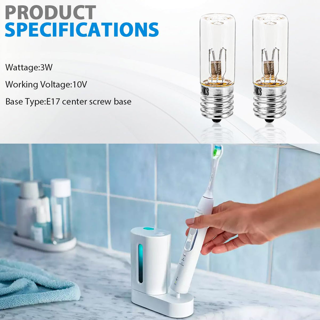 2 Pcs for Philips Sonicare HX6150 HX6160/D HX7990 Charger Appliances Bulbs 3W 10V UV Replacement Bulbs