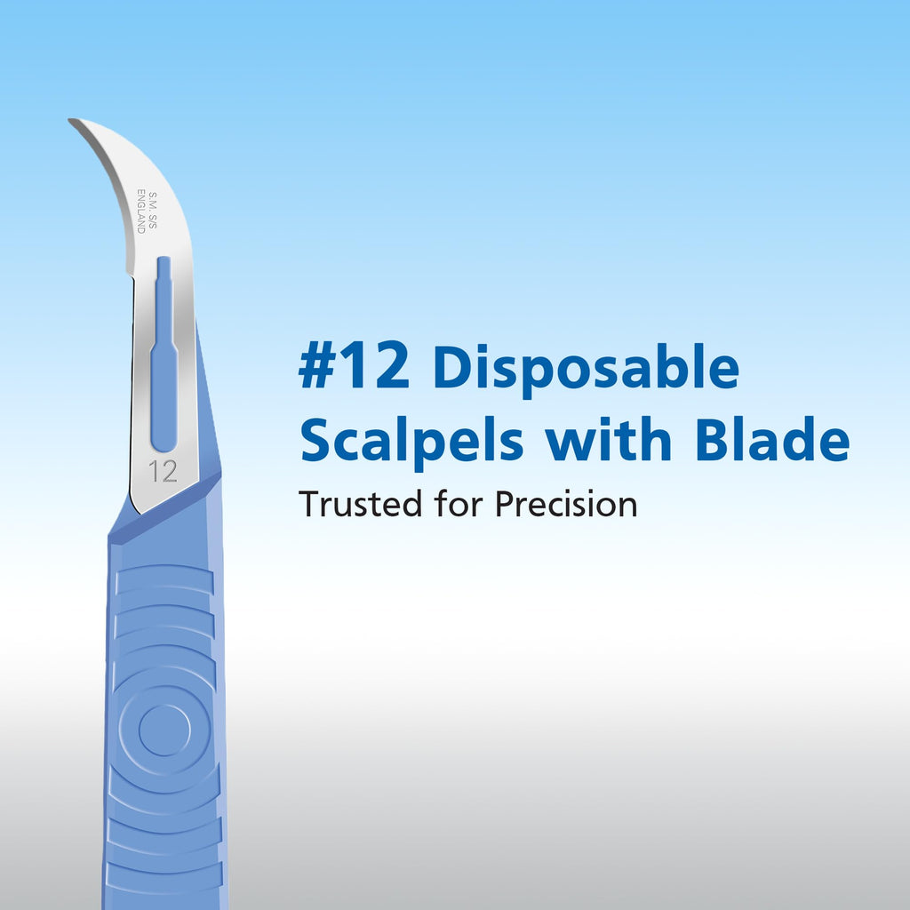 Swann Morton #12 Disposable Surgical Scalpel with Blade - Box of 10