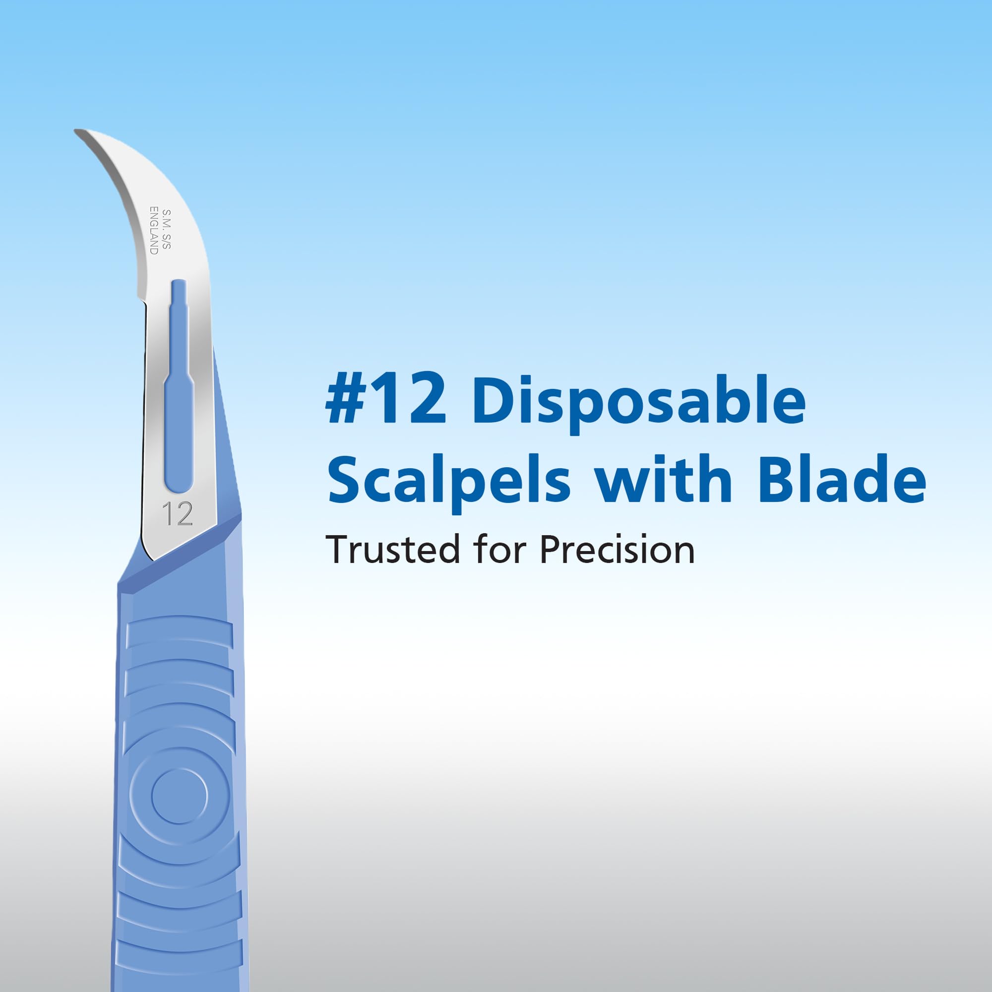 Swann Morton #12 Disposable Surgical Scalpel with Blade - Box of 10