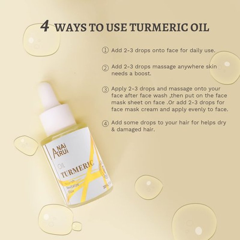 ANAI RUI Turmeric Face Oil, Facial Oils & Serum with Turmeric, Turmeric Skincare Oil for Dry Skin, Wrinkles, Acne, Evens Tone, Moisturizing Face Oil 1.06OZ