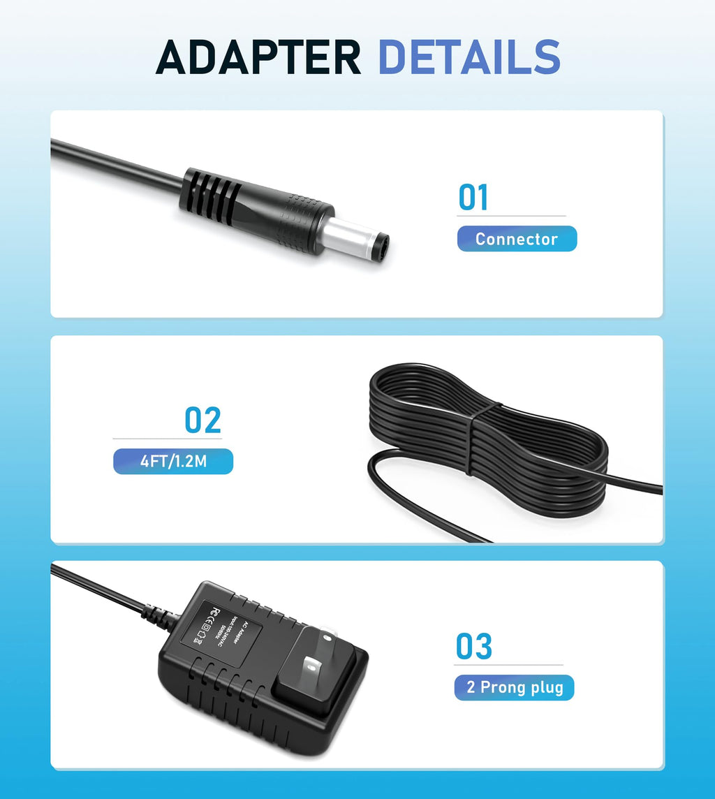 8.4V 1A Power Adapter Li-ion Battery Charger with LED Indicator 2.1x5.5mm Interface Suitable for 7.2V 7.4V 8.4V 2-String Lithium Battery Pack with 10 Interchangeable DC Plug