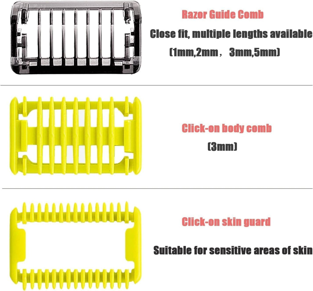 One Blade Guards – Includes One Waterproof Storage Box as a Gift – Compatible with Norelco One Blade QP2724, QP2834, Fit for Philips Shaver Norelco – Guide Comb 1/2/3/5 mm