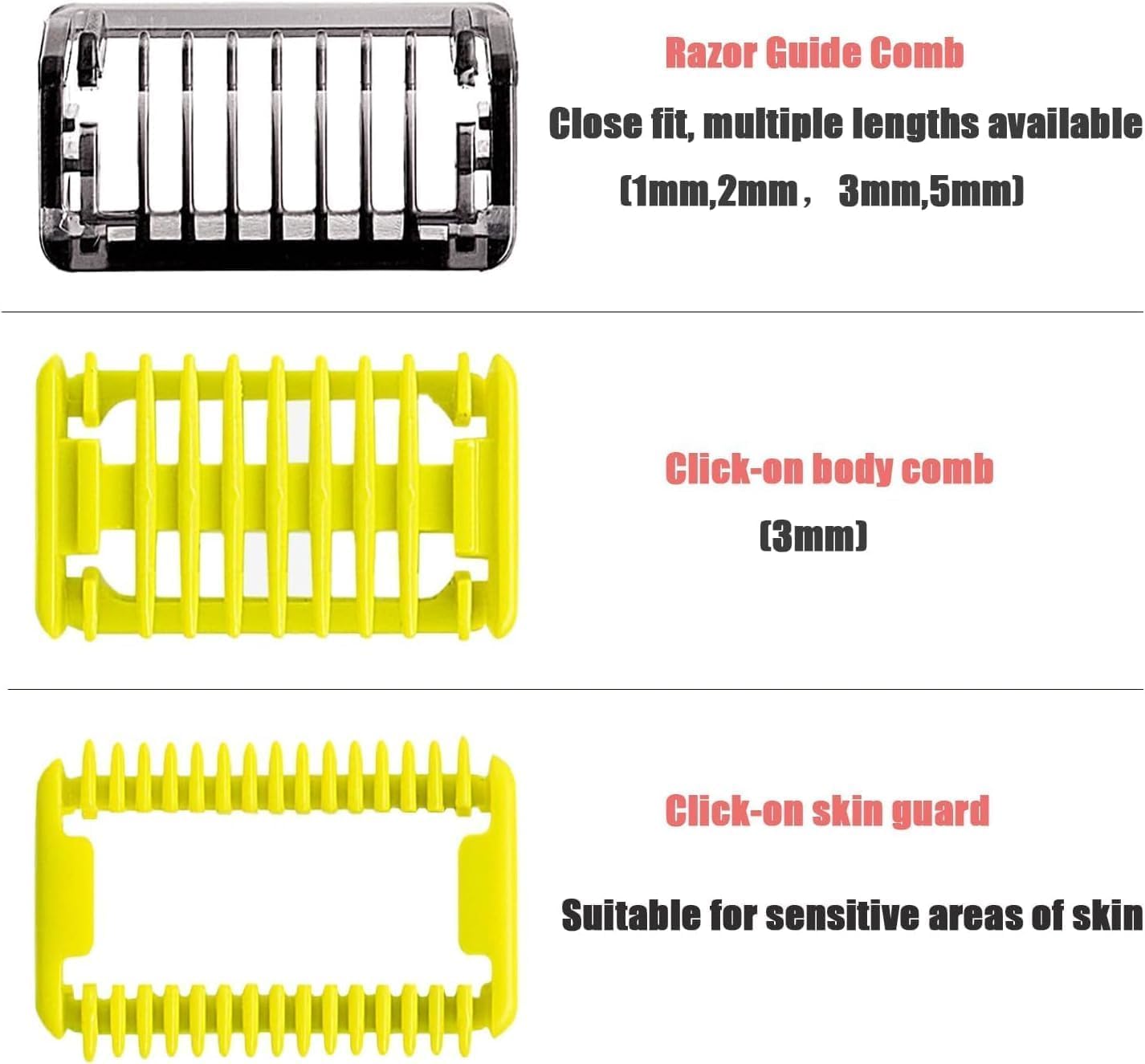 One Blade Guards – Includes One Waterproof Storage Box as a Gift – Compatible with Norelco One Blade QP2724, QP2834, Fit for Philips Shaver Norelco – Guide Comb 1/2/3/5 mm
