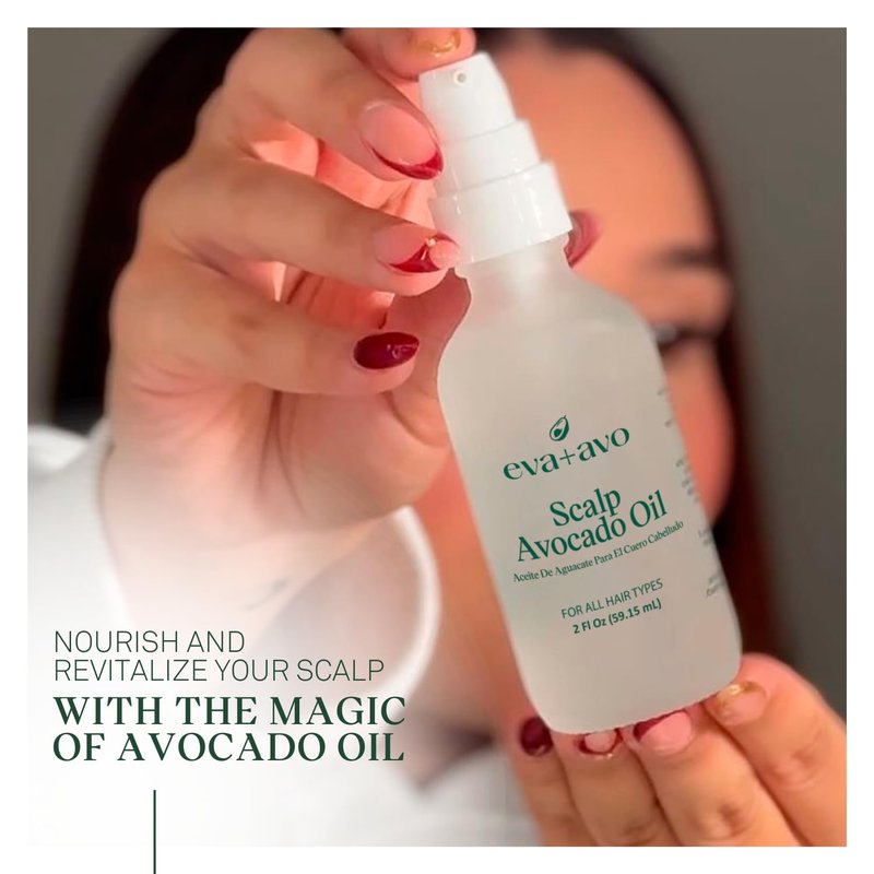 Eva + Avo Organic Scalp Oil with Avocado for Dry, Flaky & Itchy Scalp | Soothing Hair & Scalp Treatment for All Hair Types | Sulfate Free | Rose Scent | 2 Fl Oz