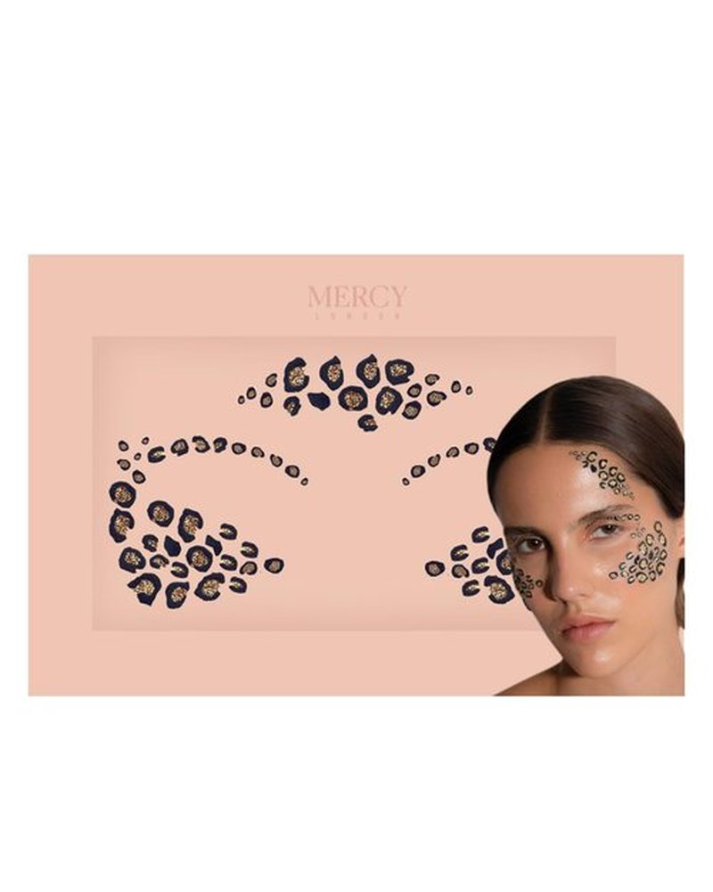 Leopard Print Contour Face Jewels by Mercy London Leopard Cat Costume Accessories Gems All In One Halloween Stick On
