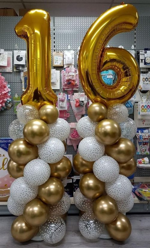 Gold Number 6 Balloon - 40 Inch Birthday Party Supplies in Gold and Black