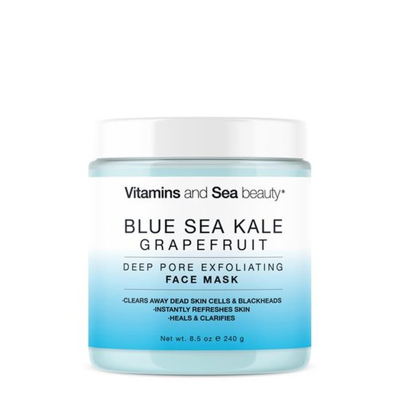 Deep Pore Exfoliating Face Mask with Blue Sea Kale Grapefruit – for Blackheads, Dead Skin Removal, Clarifying & Hydrating – Vegan & Clean Skincare – 8.5 oz