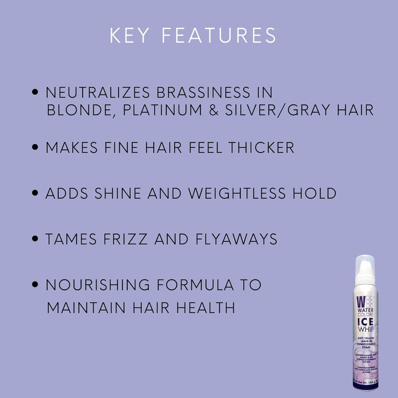 Watercolors | Ice Whip Anti-Yellow Leave-In Conditioning Foam Mousse - Violet Purple for Blonde & Gray Hair, 6.5 oz