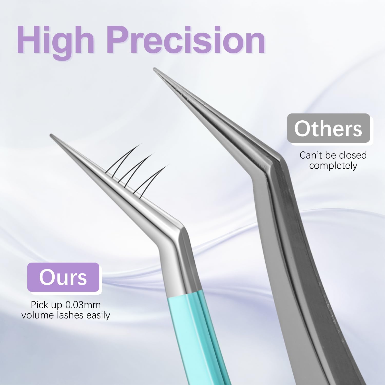 MORGLES 5 PCS Lash Tweezers Set for Eyelash Clusters
