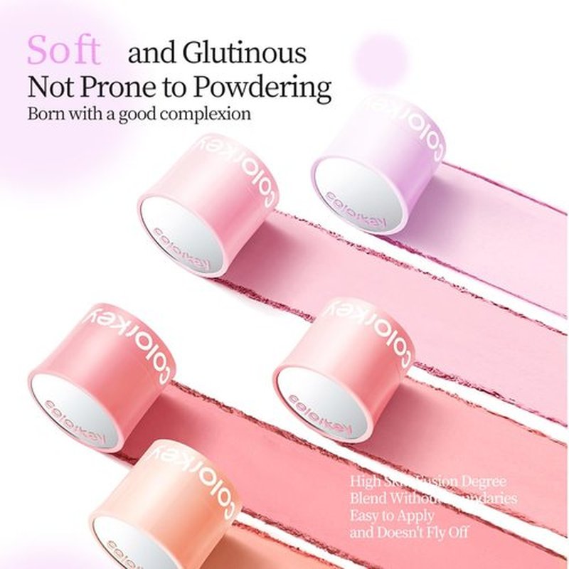 COLORKEY Shimmering Pudding Powder Blush - Lightweight & Smooth Finish | Portable Makeup (01 Violet, 3.2g)