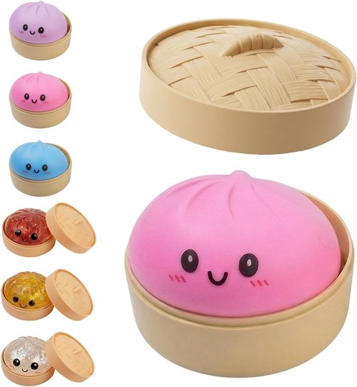 Dumpling Squishy | Colorful Glitter Stress Balls - Fun Fidget Sensory Toy for Easter Basket (Pink)