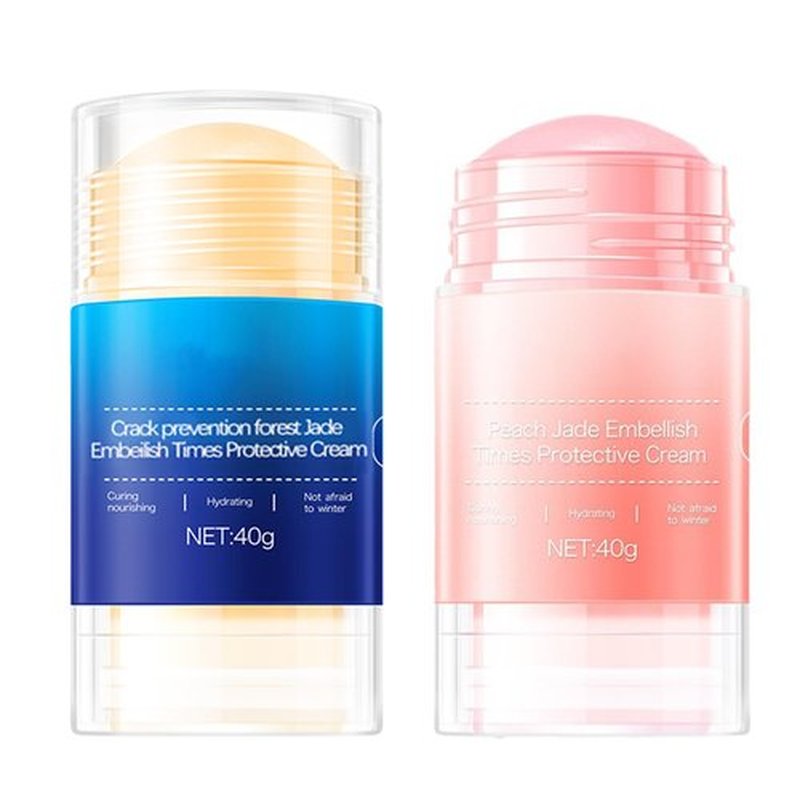 HJXUQIME Feet Cracking Prevention Stick,Anti-Cracking Foot & Hand Cream Moisturizer for Dry Cracked Heel Feet, Knee, Elbow, Foot Balm Stick for Callus Remover & Dead Skin Softener (Pink+Blue)