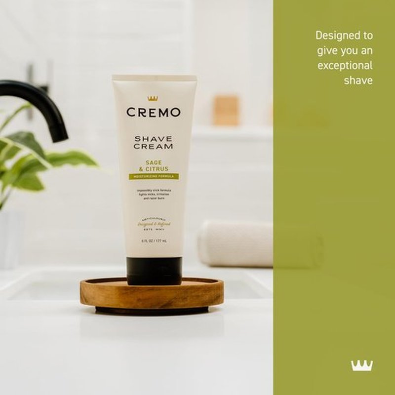 Cremo Sage & Citrus Shave Cream - Ultra-Slick Formula for Men | Fights Nicks & Razor Burn, 6 Fl Oz