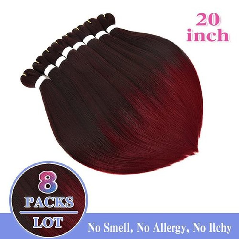 8 Pack Ombre Braiding Hair Pre Stretched - 20" 80G/Pack Premium Pre Stretched Braiding Hair Extensions, Professional Itch Yaki Texture Prestretched Hair(1Bbug)