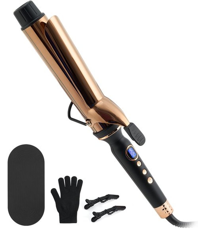 ORYNNE Titanium 2 Inch Curling Iron，Extra-Long Barrel for Long Hair, Curling Iron 2 Inch with Dual PTC Heater, 12 Heat Settings Big Barrel Curling Irons, 60 Mins Auto-Off & Dual Voltage