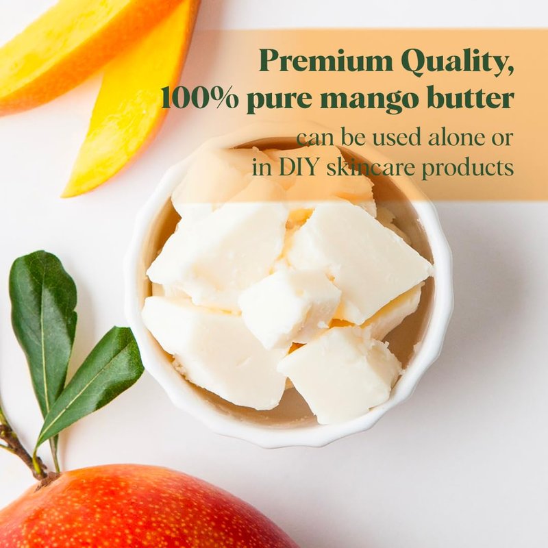 White Naturals Unrefined Mango Butter 8 oz Raw, Natural, Pure, Grade A Moisturizer, Use Alone or in DIY Whipped Body Butters, Soap & Lotions Making, Lip Balm and More!
