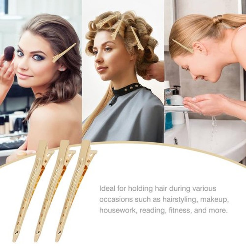 Dizila 40 Pieces 9cm/3.5" Gold Metal Hair Salon Alligator Hair Styling Clips with Holes Duckbill Hair Sectioning Clips Hair Barrettes Accessories for Women Girls Teens