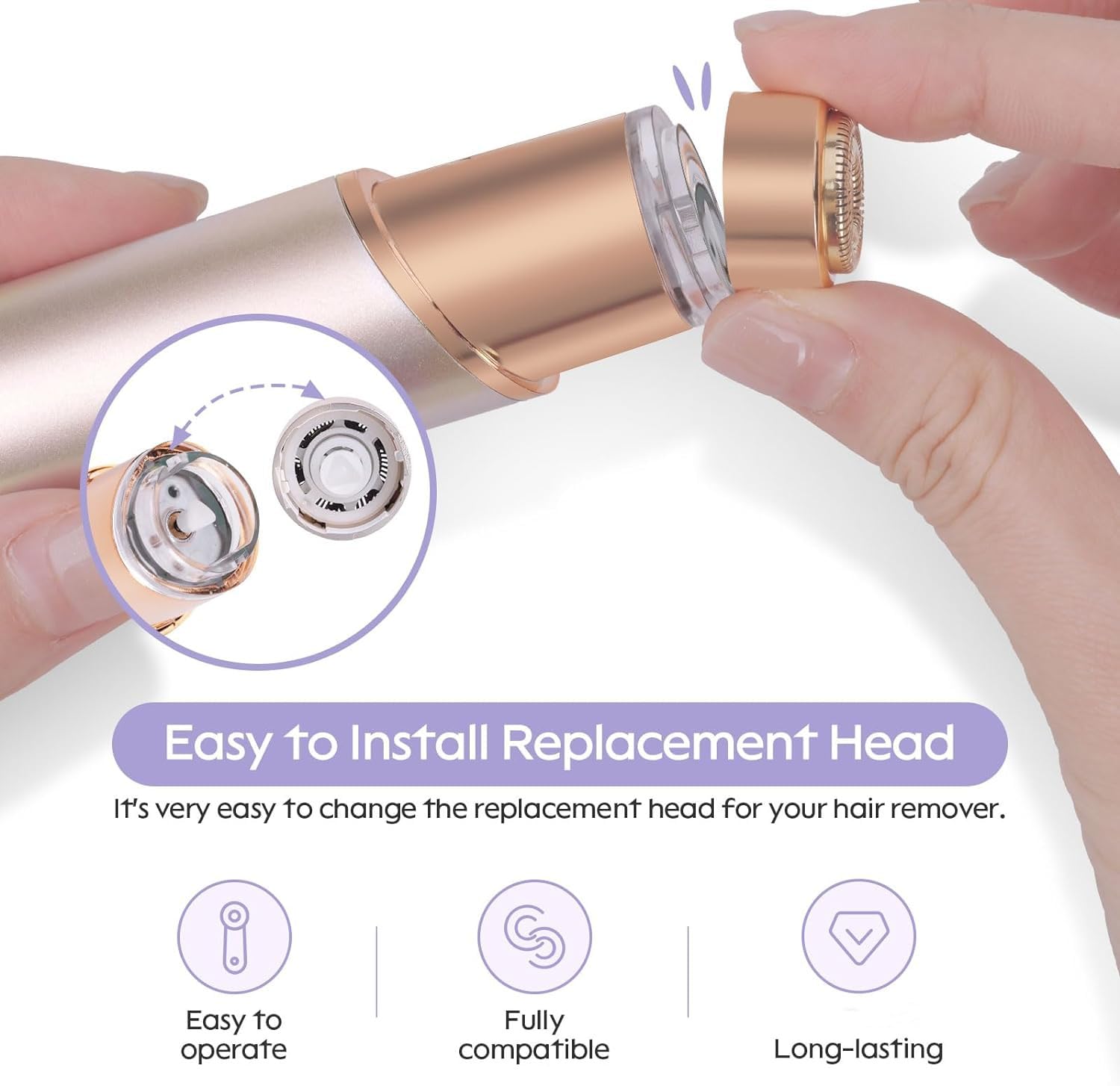Generation 3 Facial Hair Remover Replacement Heads for Finishing Touch Flawless,Double Precision Blades Replacement Heads Compatible with Finishing Touch Flawless Gen 3,Pack of 3.