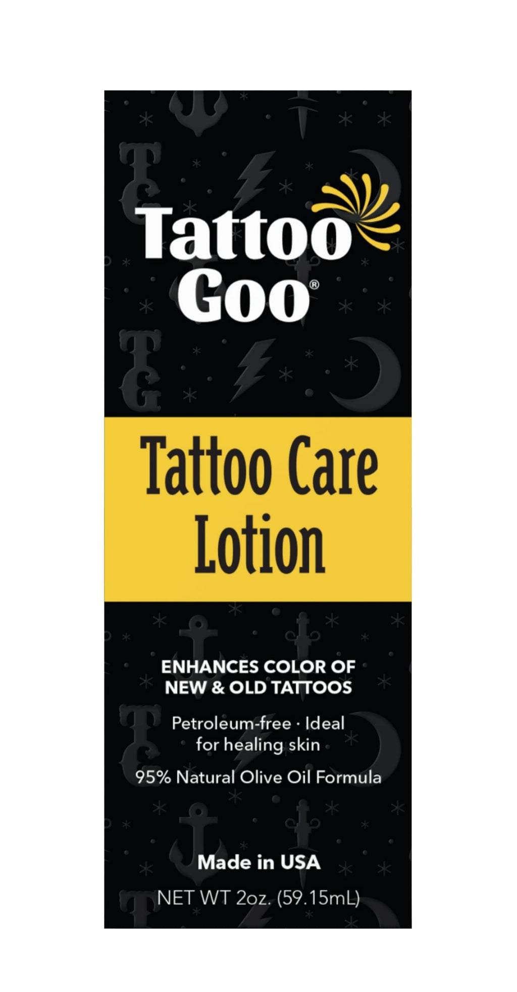 Tattoo Goo Tattoo Care Lotion, 2 oz, Soothes Itch & Irritation, Hydrate & Preserve Color, Non-Greasy Moisturizer, Aftercare Lotion with Olive Oil & Panthenol, No Petroleum or Mineral Oil