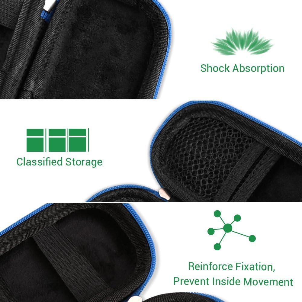 AGPTEK Carrying Case, EVA Zipper Carrying Hard Case Cover for Digital Voice Recorders, MP3 Players, Storage Holder for 3D Printing Pen, USB Cable, Earphones, Memory Cards, U Disk, Blue