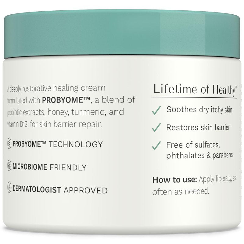Yobee Body & Face Cream for Dry, Itchy Skin, Eczema & Psoriasis, Dermatologist Formulated, Probiotics, Honey, Turmeric, Vitamins B12 & E, Ceramides, Shea Butter, Fragrance Free, For Kids & Adults