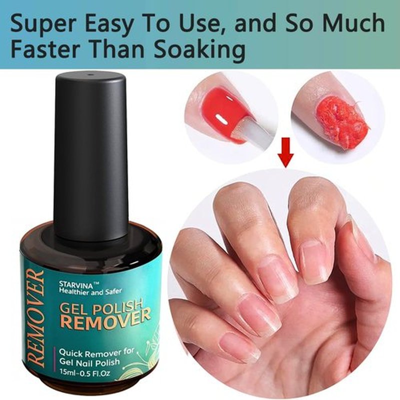 STARVINA Gel Nail Polish Remover, No Need Soaking or Wrapping Gel Remover for Nails, Easily and Quickly Removes Gel in 2-5 Minutes, with Cuticle Pusher & Scraper for Home DIY Use