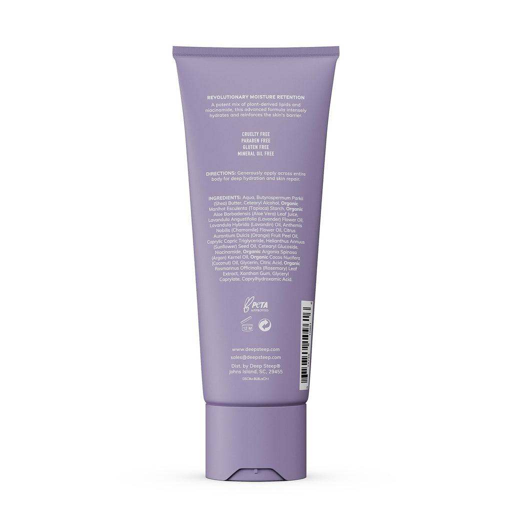 Deep Steep Body Lotion, Lavender Chamomile, 8 oz – Moisturizer with Coconut Oil, Shea Butter, Argan Oil, Aloe Vera & Niacinamide – Vegan, Clean Beauty, Daily Skin Hydration